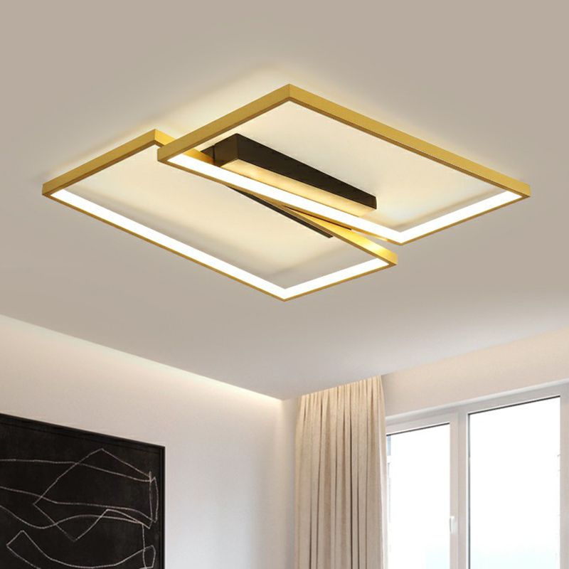 Gold Finish Frame Ceiling Lighting Fixture Simplicity Metal LED Flush Mount Light for Bedroom
