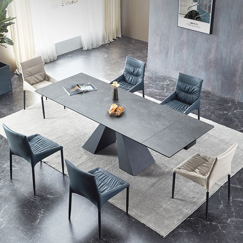 Modern Simple Dining Table Rectangle Dinner Table with Metal Base for Dining Room