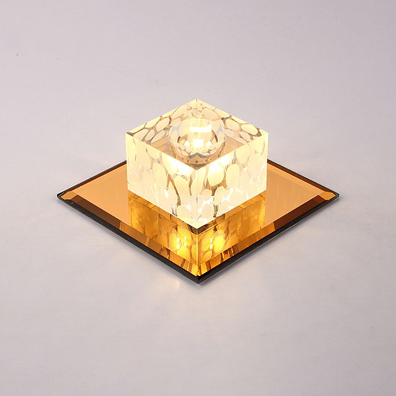 Encastré carré style moderne cristal entrée LED encastré plafonnier