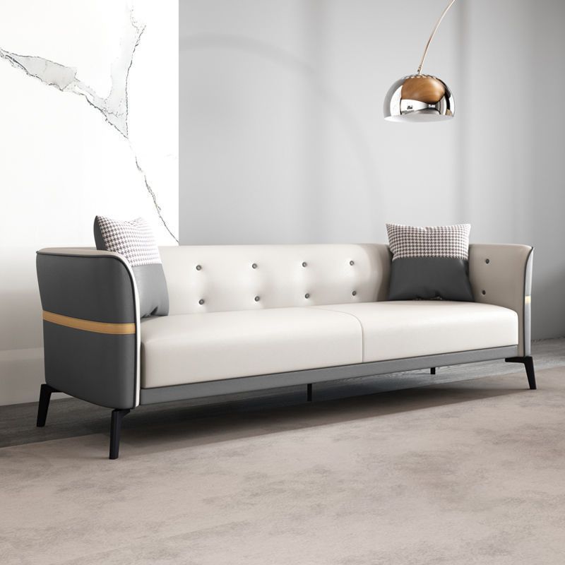 Tufted Flared Arm Sofa Contemporary Faux Leather Stain Resistant Sofa