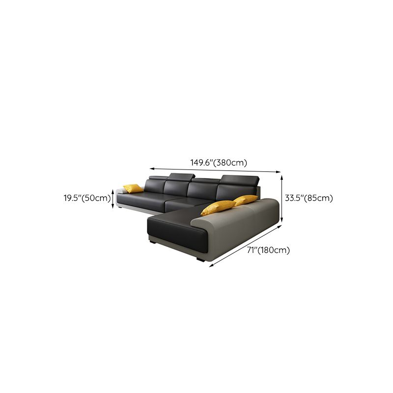 Contemporary Faux Leather Sectional Sofa Pillow Top Arm Cushions Seating for Living Room