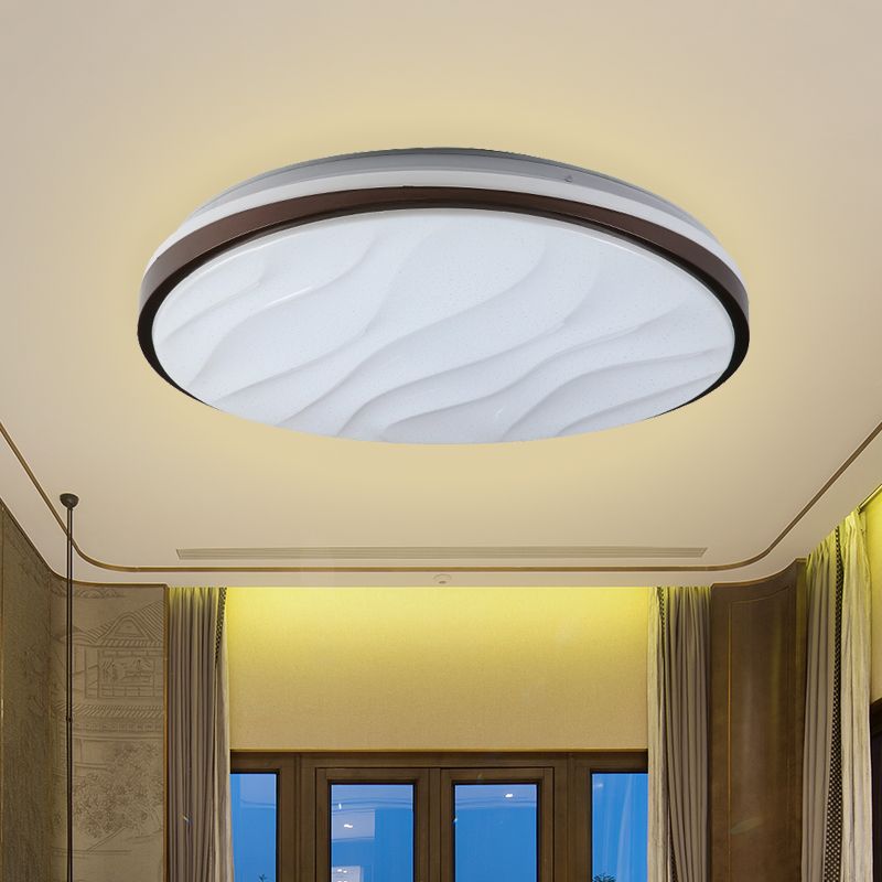 Round and Wave Bedroom Flush Mount Acrylic 16"/19.5" Dia LED Modernist Ceiling Flush in Black, Warm/White Light
