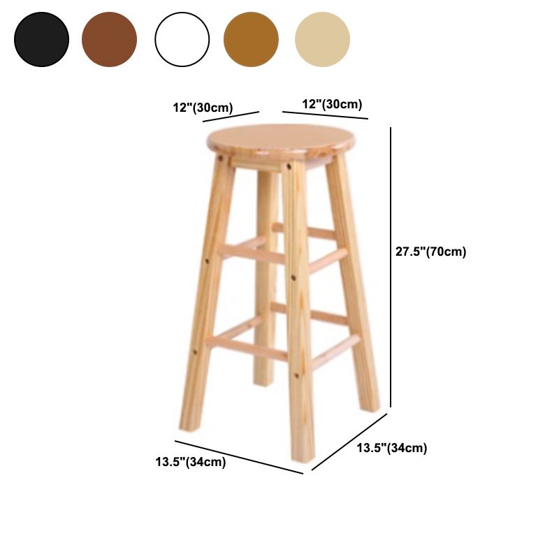 Modern Armless Backless Stool Wood Household Bar Stool with Wooden Seat and Pedal