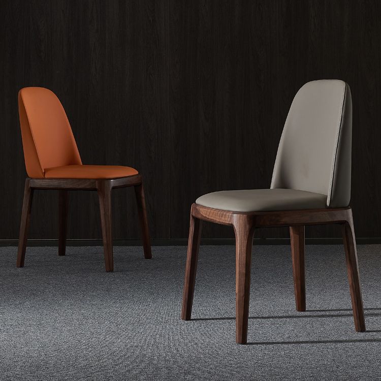 Home Upholstered Dining Side Chairs Armless Chairs with Wood Legs (Set of 2)