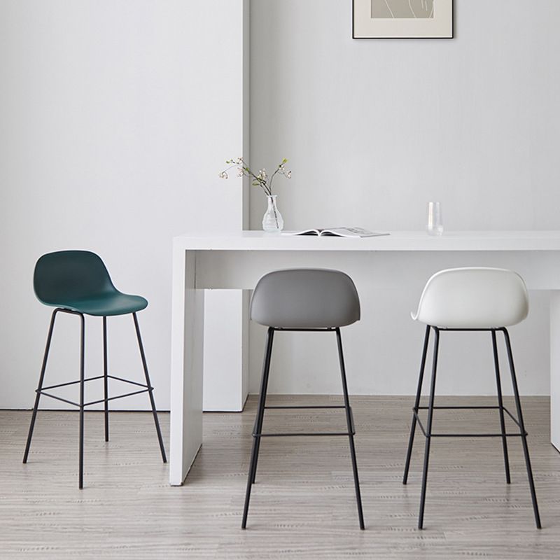 Scandinavian Reception Low Back Stool Matte Finish Plastic Barstool