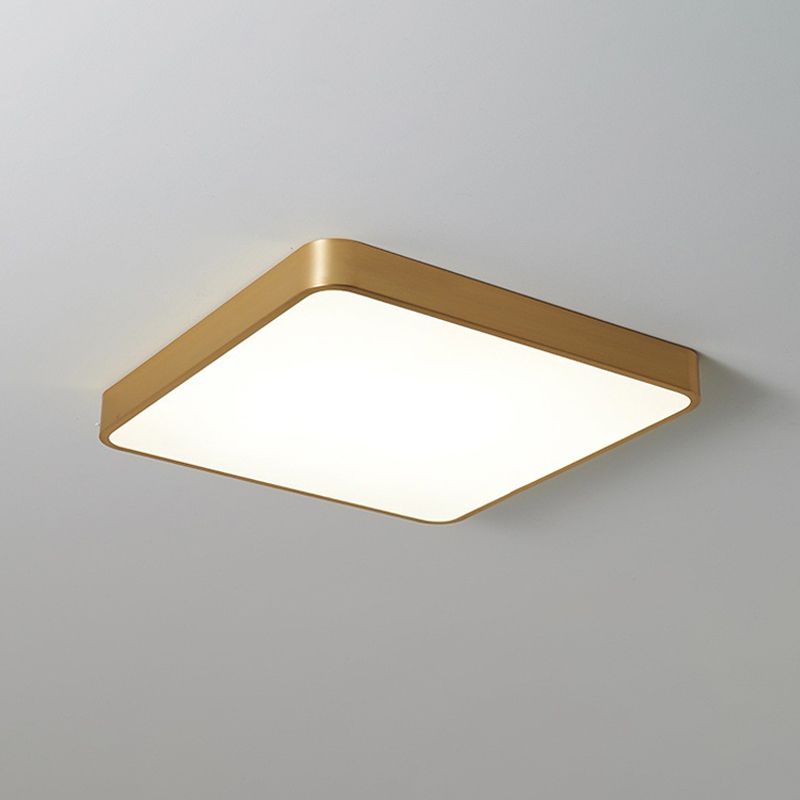 Square/Round Metallic Flush Mount Modern LED Brass Ceiling Light Fixture for Sleeping Room