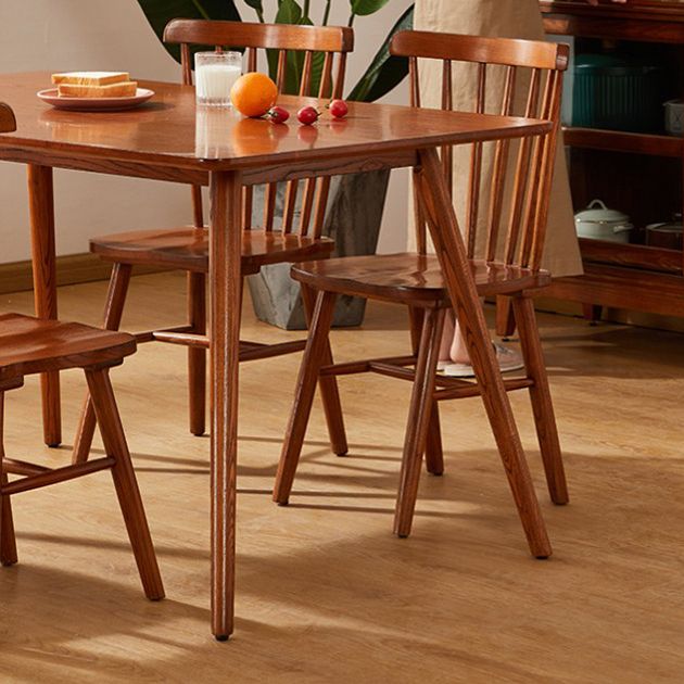 Mesa de comedor rectangular sencilla, mesa de madera maciza de roble con 4 patas para comedor