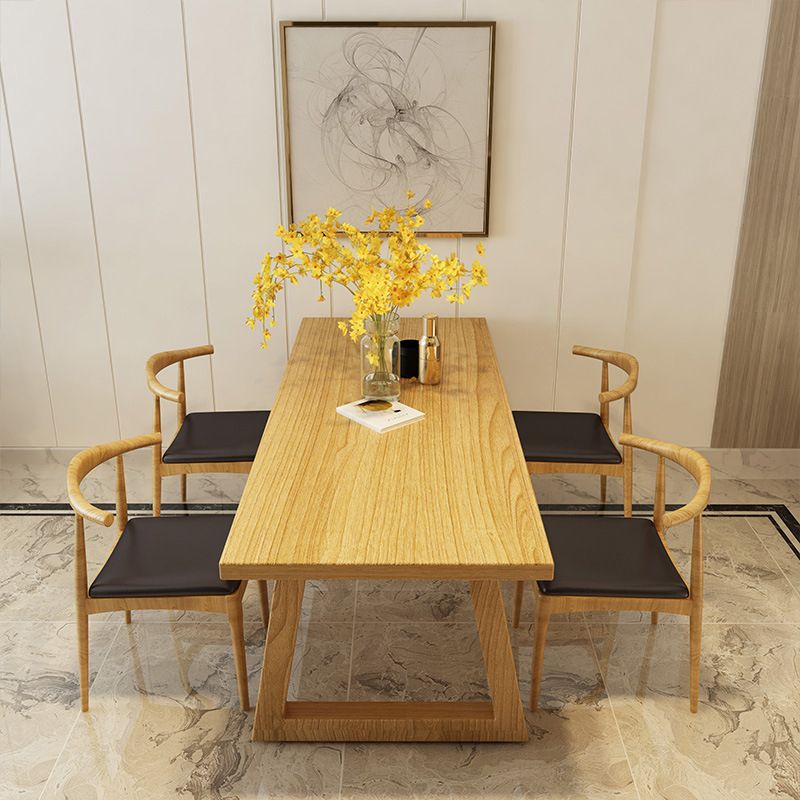Contemporary 1/2/5 Pieces Furniture Rectangle Solid Wood Dining Table Set in Natural