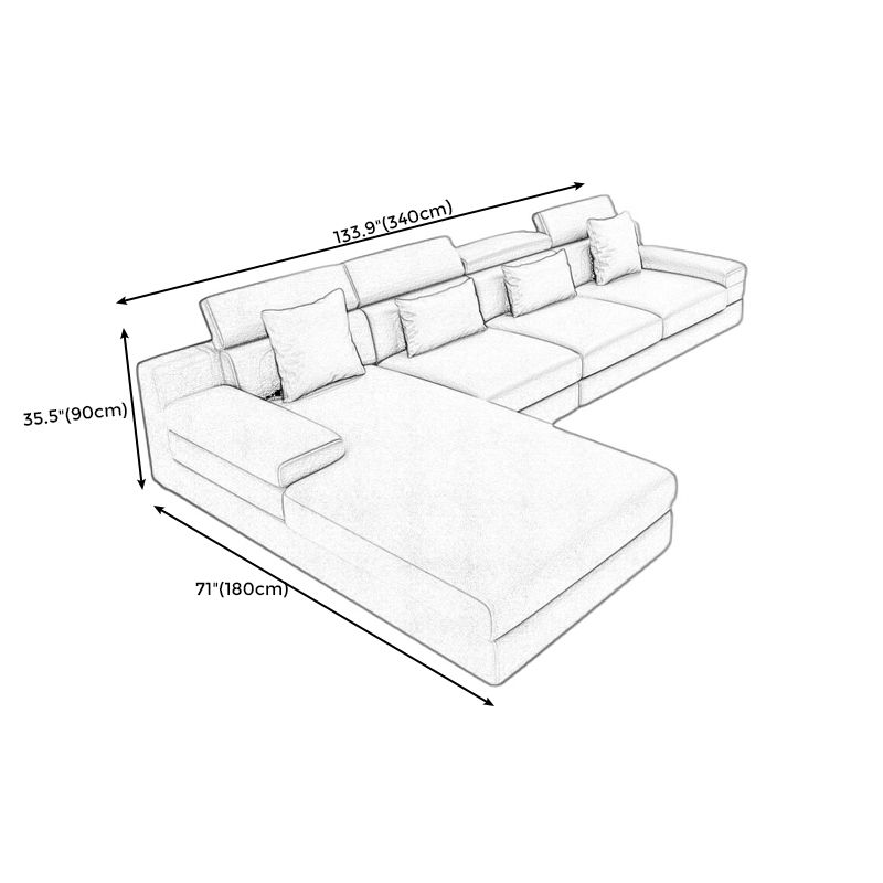 Contemporary High Back Sectionals 35.43"High 5-Seat Square Arm Sofa for Apartment