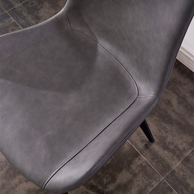 Industrial Style Leather Dining Chairs Solid Back Armless Side Chairs for Home Use