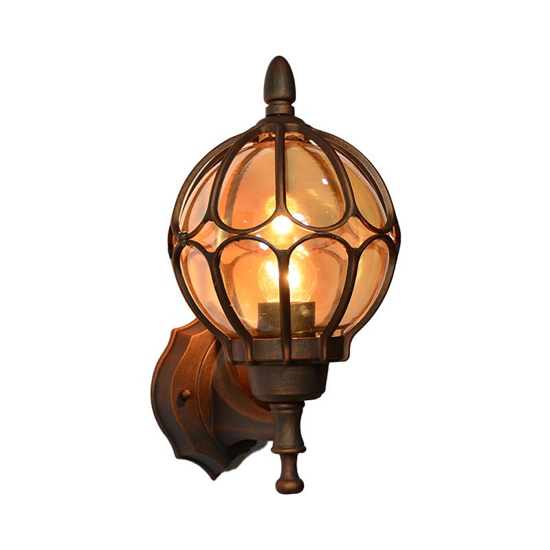 Globe Living Room Wall Lightture Industrial Amber Verre 1 Light Black / Gol