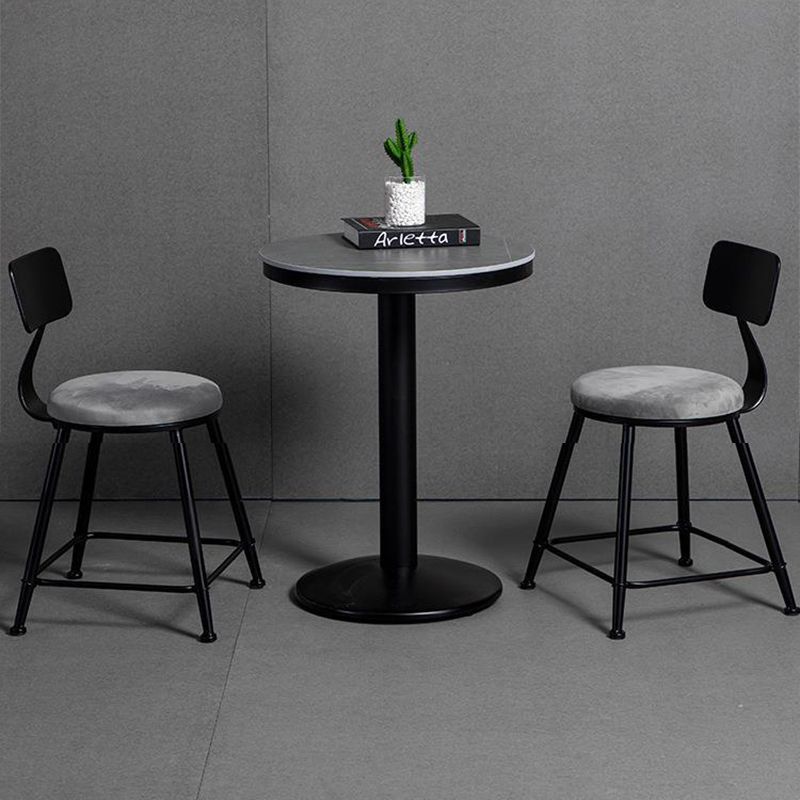 Modern Armless Backrest Counter Stool Iron Bar Stool with Velvet Cushion for Bar