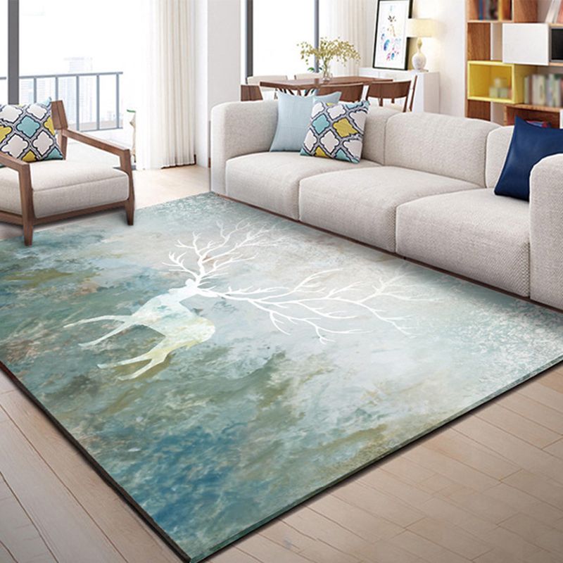 Gray Simple Carpet Polyester Deer Carpet Darwing Area Carpet for Living Room