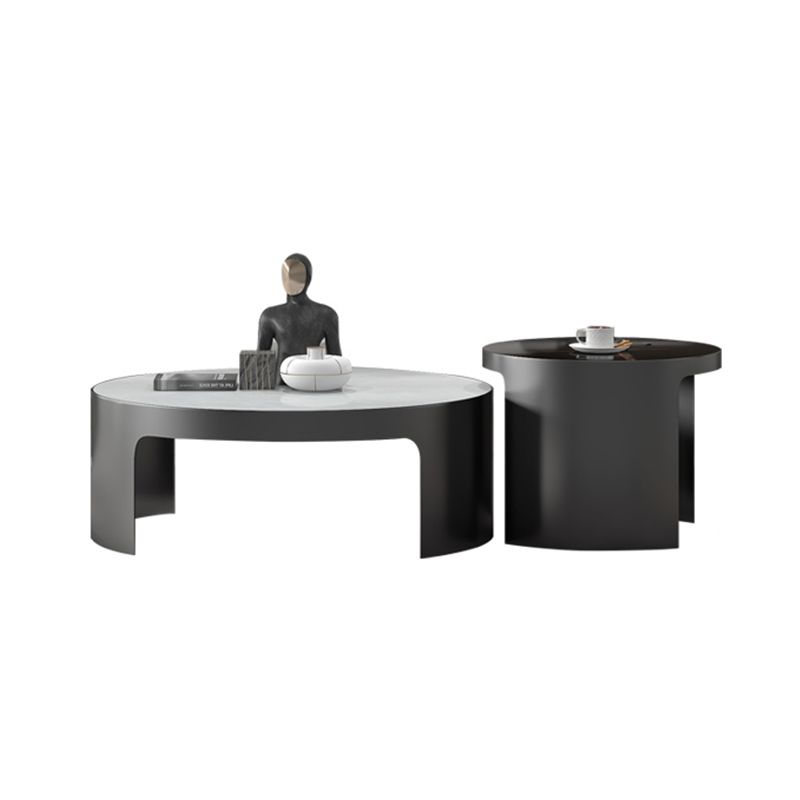 Sled 2 Nesting Coffee Table Contemporary Round Stone Cocktail Table