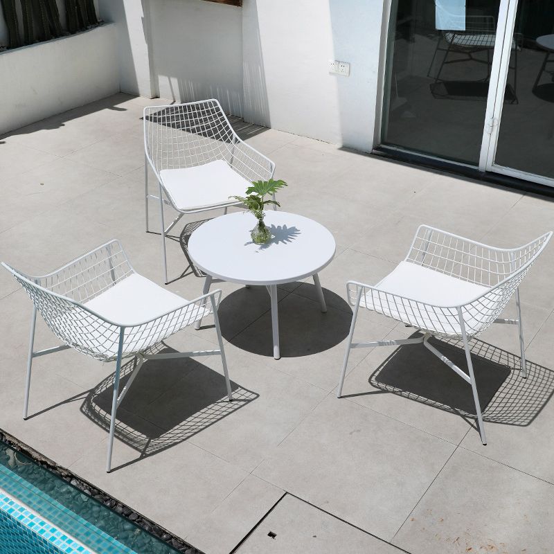 Industrial Dining Chairs Iron With Arm Open Back Outdoor Bistro Chairs