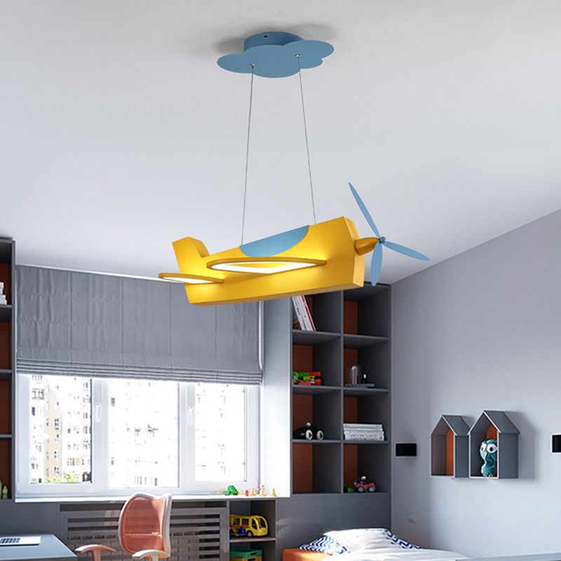 Propeller Plane Classroom Pendant Lighting Metal Creative Kids LED Chandelier Light