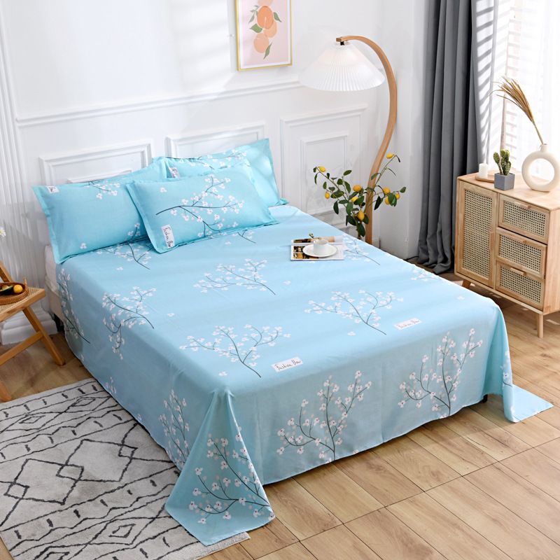 Floral and Striped Bed Sheet Polyester Queen and Twin Sheets Set