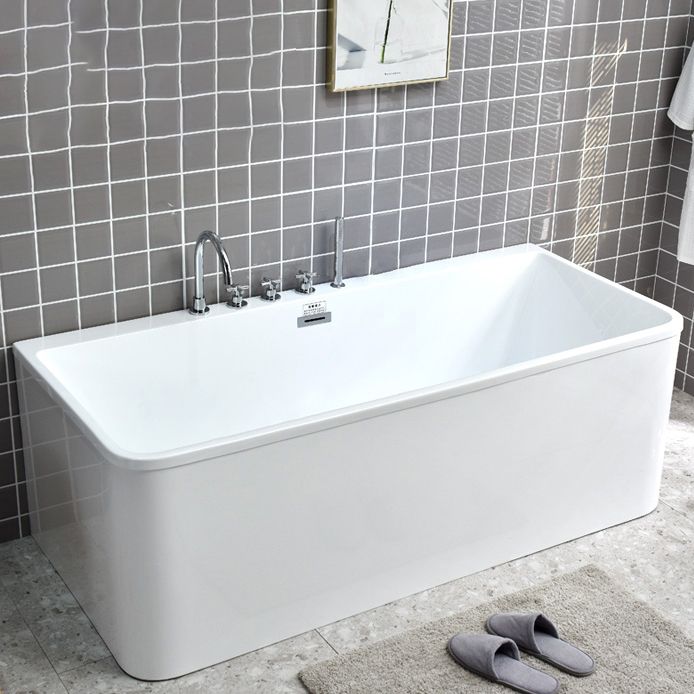 Rectangular Acrylic Modern Bathtub Stand Alone Soaking White Bath