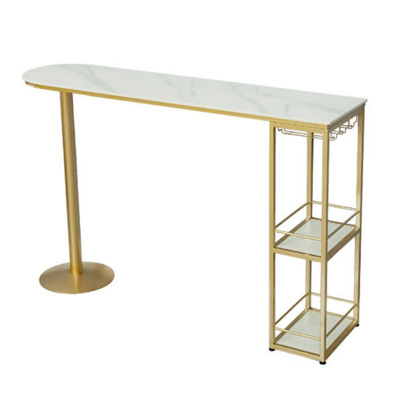 Sintered Stone Bistro Bar Table Modern Gold Frame Bar Table for Living Room