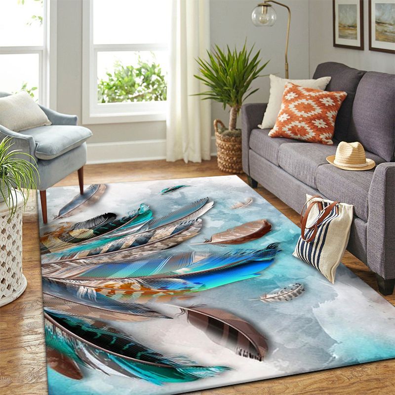 Gold Modern Rug Polyester Feather Rug Stain Resistant Rug for Home Decor