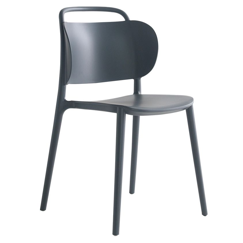 Sillas de comedor de plástico contemporáneas, silla sin brazos con respaldo abierto (juego de 2)