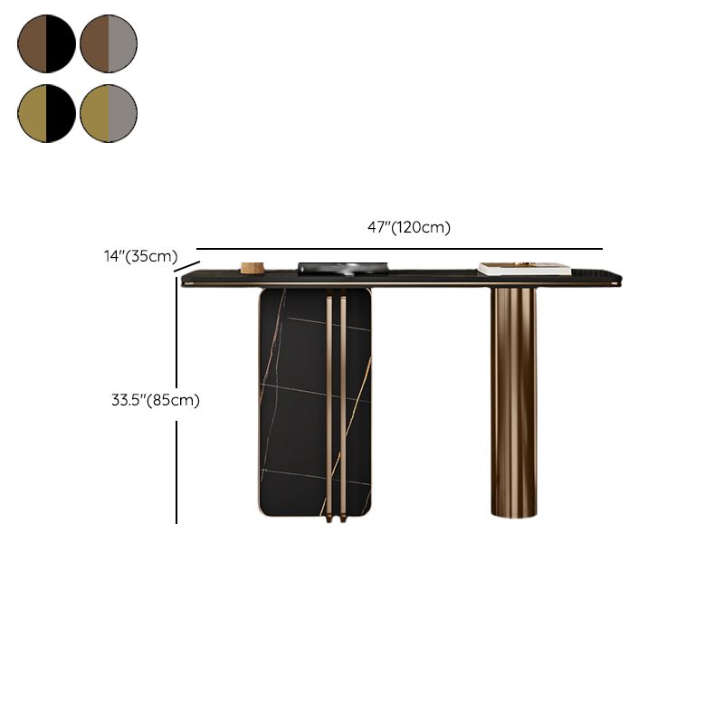 Rectangle Shape Contemporary Console Table Stone Sofa Table in Black/Grey