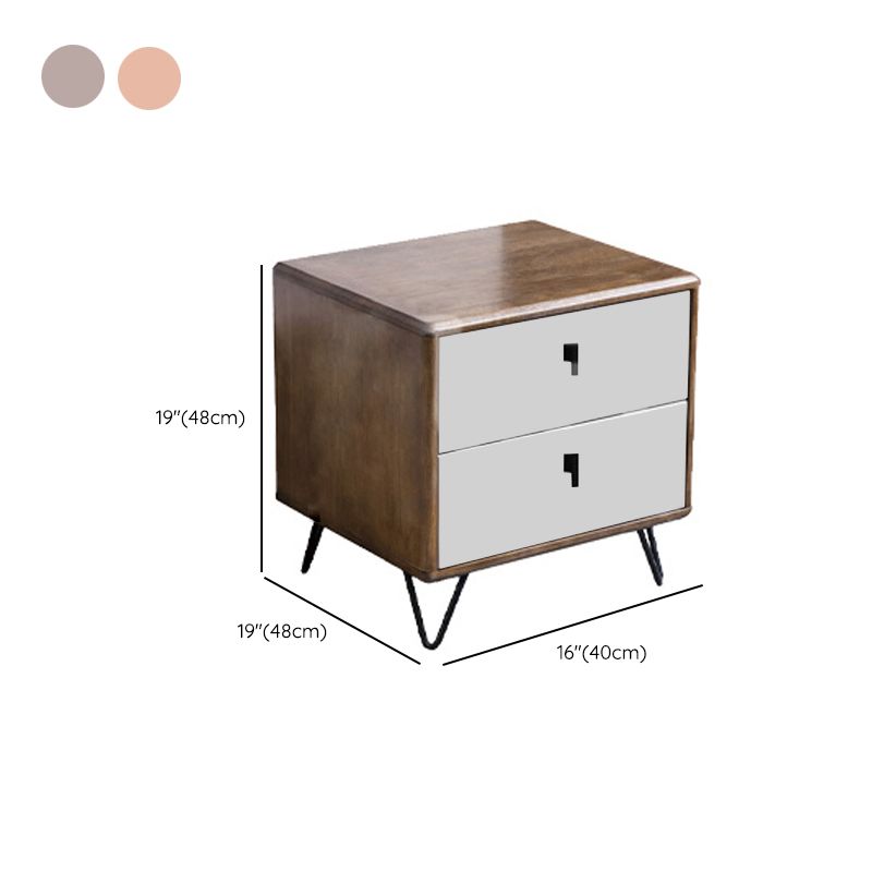 Rubber Wood Drawers Included Accent Table Nightstand Traditional with Legs