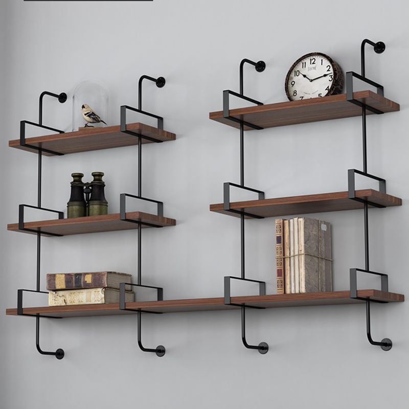 Floating Engineered Wood Bookshelf Industrial Closed Back Bookcase