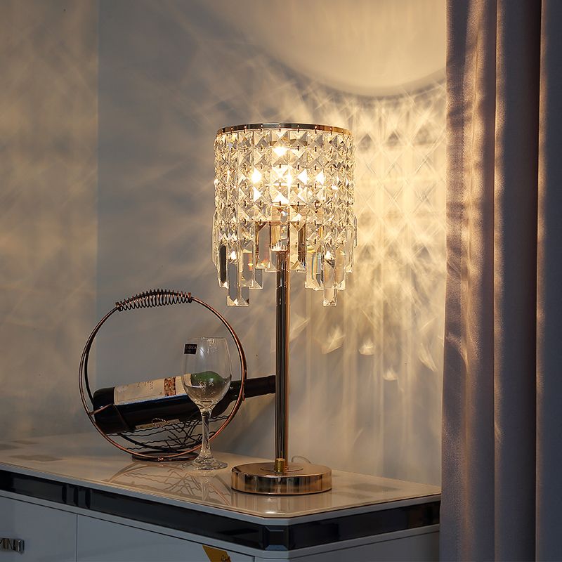 Contemporary Cylinder Task Light Amber / Clear Crystal 1 Bulbe Dining Salle Small Desk Lampe