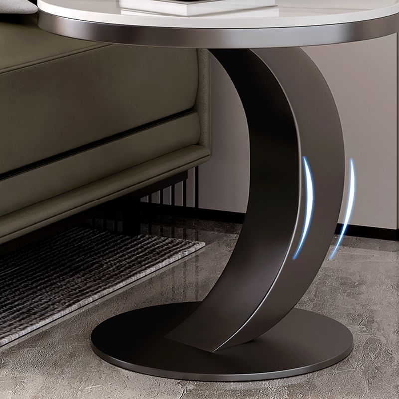 Contemporary Sofa Side Accent Table Metal Round Pedestal Living RoomCorner Table