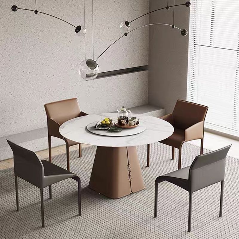 Silla de comedor de cuero contemporánea, silla lateral de comedor de metal para uso doméstico