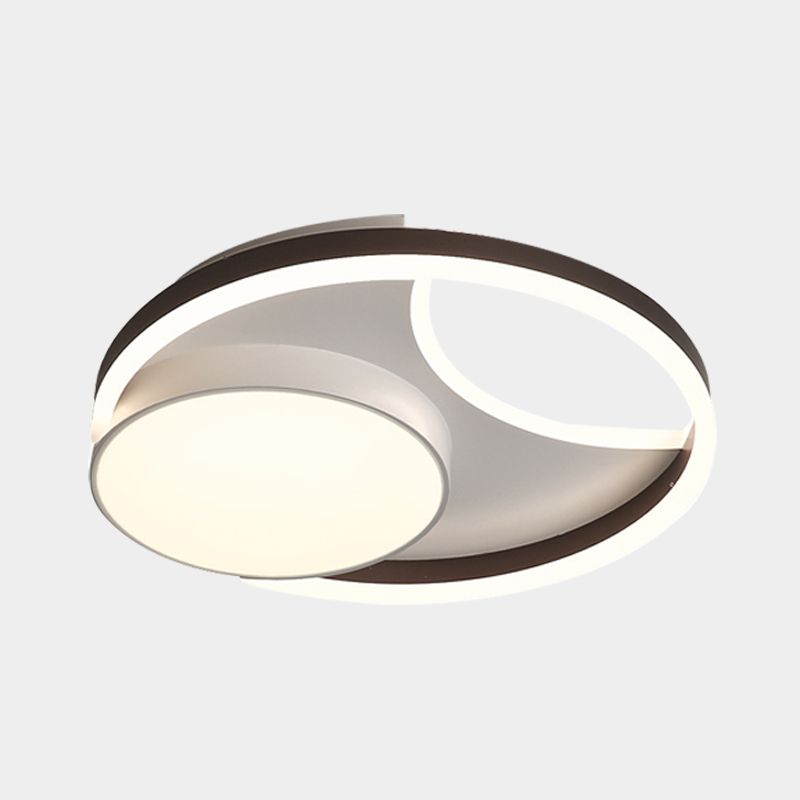 Metallic Round Flushmount Lighting Minimalist LED Ceiling Mounted Fixture in Coffee for Bedroom, 16.5"/20.5" Wide