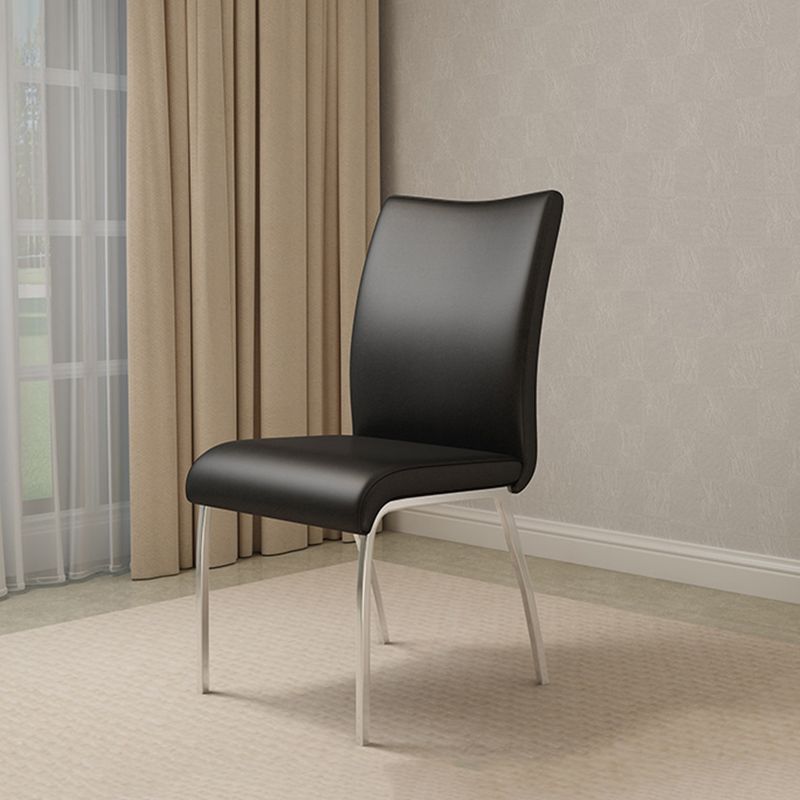 Silla sin brazos de comedor de cuero PU Glam, sillas de comedor de metal para uso doméstico