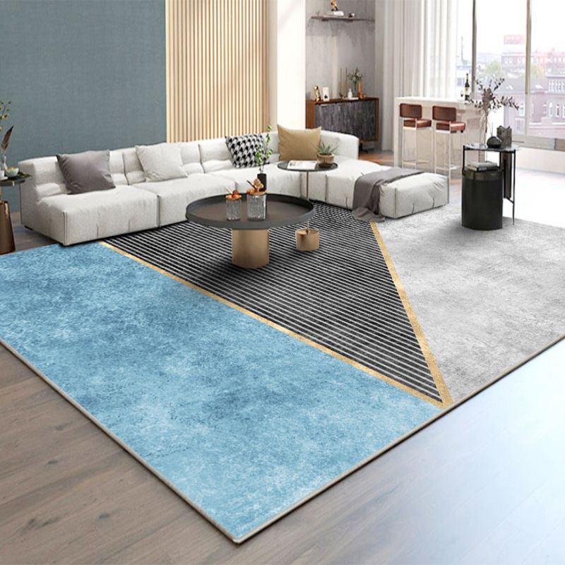 Modern Carpet Gorgeous Contrast Panel Indoor Rug Polyester Stain Resistant Area Rug for Living Room