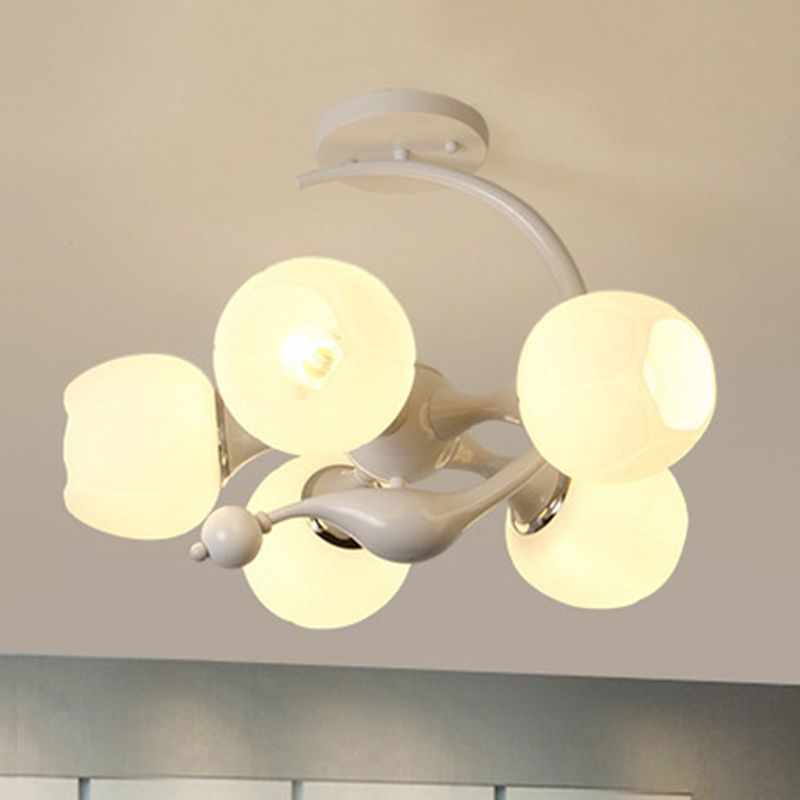 Weißer Glasball Halbflush -Halterung mit Sputnik Design Moderne Halbflush Mount Deckenleuchte für Schlafzimmer