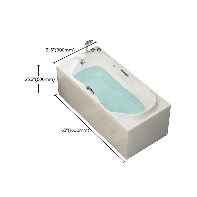 Freestanding Acrylic Bathtub Soaking White Square Modern Back to Wall Bathtub
