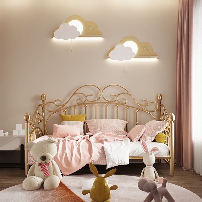 Glam Metallic Bed Frame 45" Tall Open-Frame Bed with Headboard