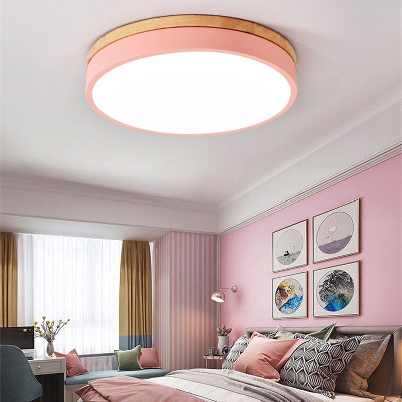 Plafonnier encastré à 1 lumière à abat-jour rond, de style simple et moderne