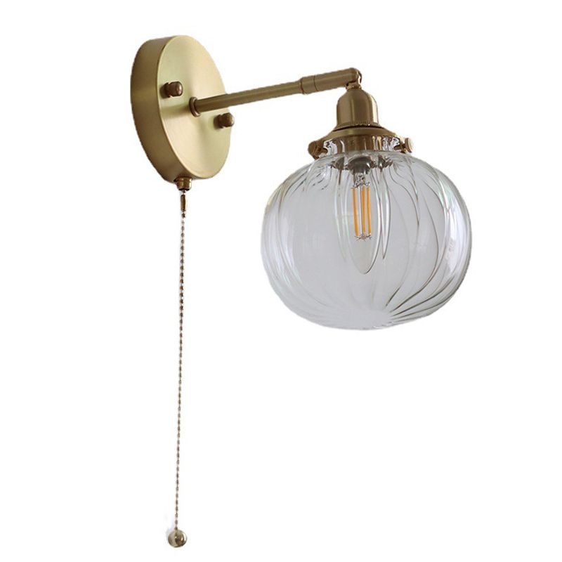 Illuminazione da parete sfera di vetro in stile industriale 1 lampada montata a parete leggera in ottone