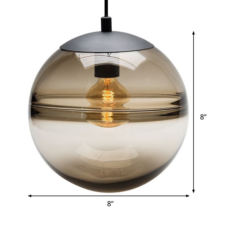 Globe Hanging Ceiling Light Contemporary Blue/Coffee Glass 1 Light Dining Room Pendant Light