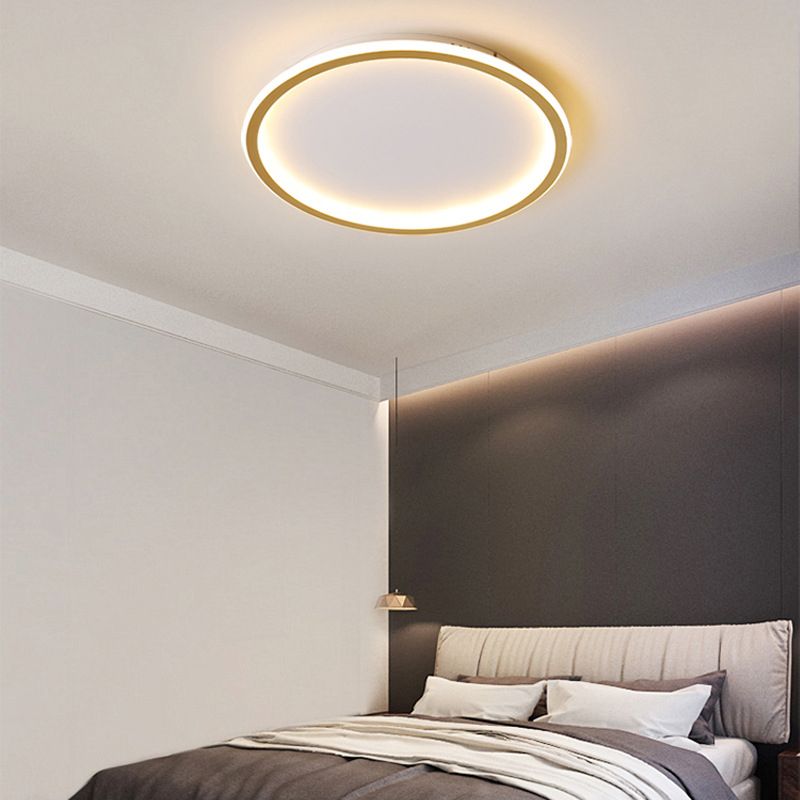 Modern Circular Flush Light Metal and Acrylic Gold Led Surface Mount Ceiling Lights for Living Room