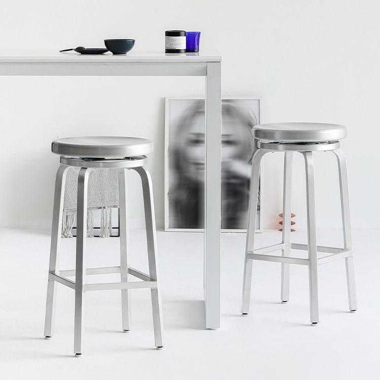 Contemporary Backless Metal Counter Stool with 4 Legs for Dining Room