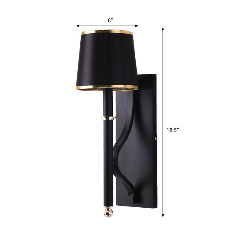 16"/18.5" W Cone Wall Mount Lighting Minimalism Metallic 1 Light Black/Flaxen Wall Sconce Light for Bedroom