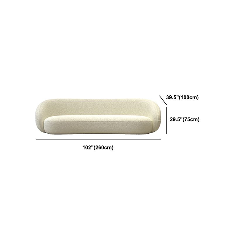 Modern Simple Curved Sofa 29.53"h Sloped Arm Wool Sofa in White