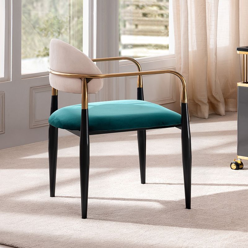 Glam Style Arm Chair Velvet Open Back Dining Chair for Home Use