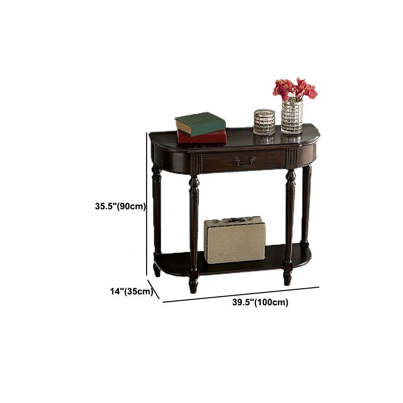 Mid-Century Modern Solid WoodTable, 35.43" H Console Accent Table in Brone
