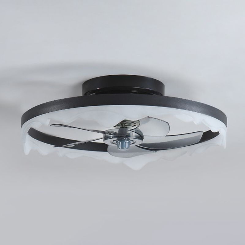 Modernism 5-Blade Ceiling Fan Metallic Black/White Fan with Light for Room