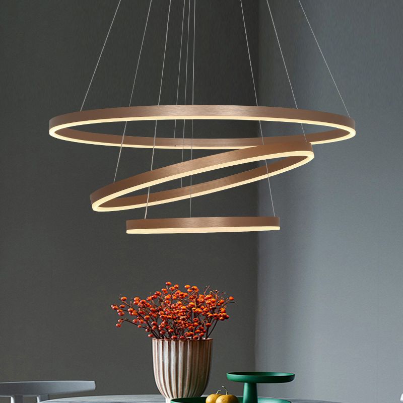 Lampadario a pendente acrilico a 3 loop Lumo minimalista a LED appeso al tavolo sopra il tavolo