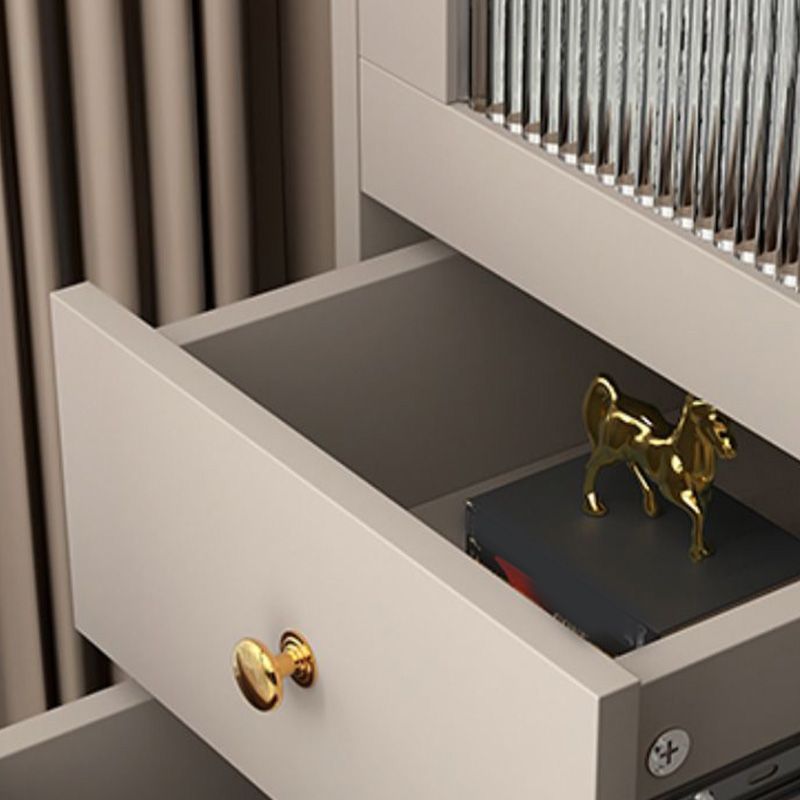 Modern 15.7" W Square Cabinet 1 Glass Door Side Cabinet with 2 Drawers