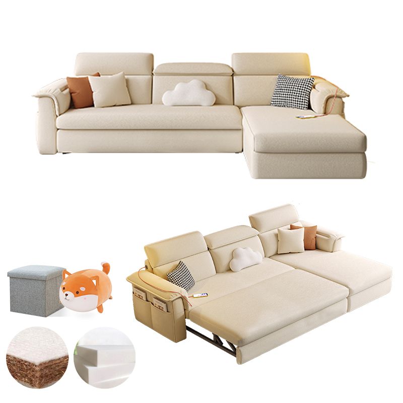 Scandinavian Fabric Sofa Bed Cushion Back Flared Arms with Storage Sleeper Sofa